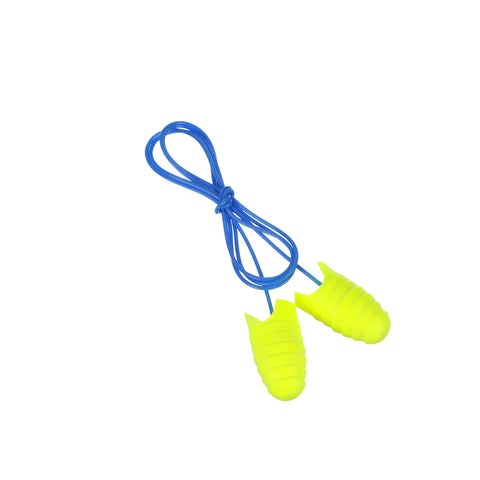 Disposable Foam Ear Plugs With Gripper Rings, Corded, NRR 31 dB, Large Size For Bigger Ear Canals, yellow plugs with blue cord