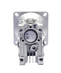 Built Boss Strong NMRV050 Worm Gearbox With RV050 Speed Reducer And 19mm Input Shaft, showing front view with model details.