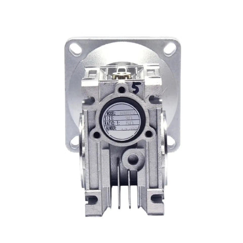 Built Boss Strong NMRV050 Worm Gearbox With RV050 Speed Reducer And 19mm Input Shaft, showing front view with model details.