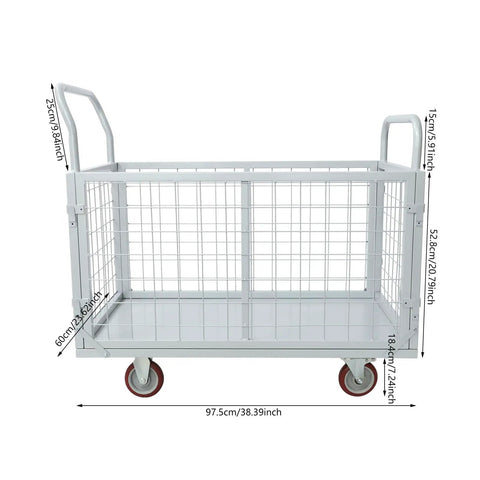 1800 Lbs 4 In 1 Convertible Platform Cart Truck Utility Transport Trolley With Beefy Steel Frame And Easy Steering 2 Swivel Braking Wheels And 2 Directional Wheels For Heavy Loads, gray steel cage cart with dimensions