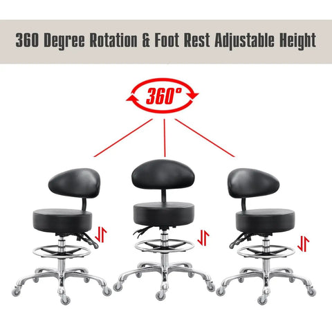 Big Cushion Drafting Chair With Backrest Rolling Stool For Studio Workshop Classroom Lab Or Home Office 360-degree view