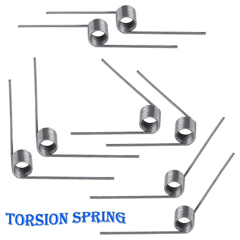 10 Pack Stainless Steel Torsion Springs for Tools Maintenance 0.5mm Wire Diameter 5mm Outer Diameter 180 Degree Deflection 9 Turns Sturdy 304 Stainless Steel with High Fatigue Resistance for DIY Workshop Repairs, shown in assorted angles