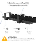 Under Desk Cable Tray Organizer For Office And Home, Metal Cable Raceway Tidy Wire Management For Standing Desks, Keeps Cords Neat