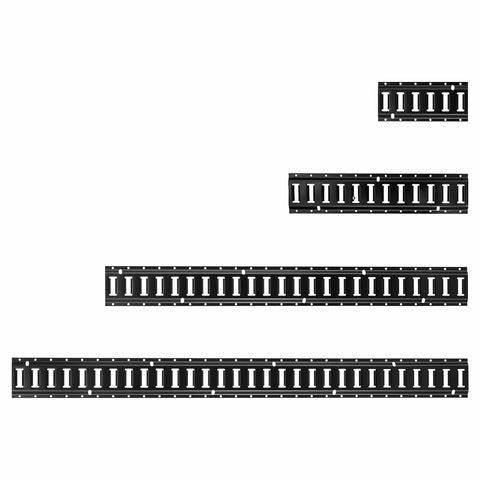 E Track Tie Down Rail Kit 36 Piece Set With Four Rails Sizes 1 2 4 5 Feet on white background