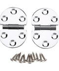 Rock Solid 180 Degree Copper Chrome Plated Folding Butt Hinges 45 By 30 By 1.5 Millimeter With Screws For Sewing Machine Tabletop Folding Tables Cabinets Small Panel Hardware 2 Pack, showcasing two hinges with screws displayed.