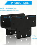Three Way T Bracket Pergola Kit For 4x4 Wood Beams, showing product dimensions and black finish, heavy duty steel
