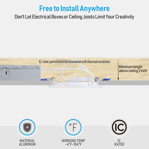 12 Pack 4 Inch Ultra Thin LED Recessed Lights With J Box 3000K Warm White 10W Dimmable 700 Lumen LED Downlight ETL And Energy Star Listed Easy Install Low Profile Ceiling Fixture