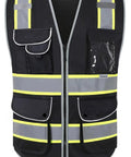 Nine Pocket High Visibility Safety Vest With 2 Inch Dual Tone Reflective Strips Yellow Trim Meets ANSI ISEA 107 Class 2 Type R Standard 3X Large
