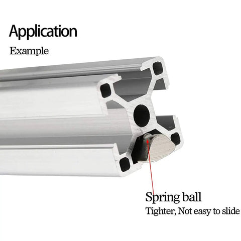 Close-up of Drop In T Nut Set For Aluminum Extrusion 20 Pcs M6 Thread Spring Nuts in 6mm slot of 20 series aluminum profile