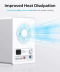 Dope 5 Bay RAID External Hard Drive Enclosure Supporting Up To 130TB Max Storage With Dedicated Hardware RAID Controller showing aluminum alloy design and 80mm silent fan.