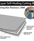 Thickened Pro Grade Self Healing Cutting Mat 18x12 Inches Double Sided 5 Ply Rotary Cutting And Sewing Surface Grey Black