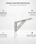 Beefy Sturdy Stainless Steel Wall Shelf Bracket With L Shape Design For Kitchen Bath And Garage Storage Heavy Duty Mount