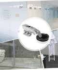 Hydraulic Glass Door Hinges 4 Pack For Frameless Cabinets And Cupboards With Soft Close Damping Silver Finish