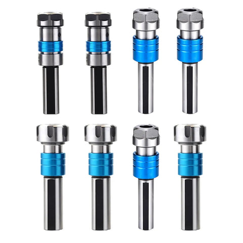 Duty Collet Chucks For Thread Milling Offer Floating Compensation With 5 mm Adjustment For Precise Mechanical Assembly And Metalworking Jobs Without Breaking Taps Or Tools In Busy Workshops, showcasing eight precision chucks.