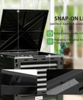 80 Gallon Outdoor Tumbling Compost Bin with Aeration Vents for Backyard Garden shown with open snap-on lid.