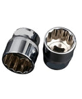 Must Have Heavy Duty 12 Point Socket Wrench Kit With Locking T Torx Hex Splined Bits And Storage Box For Rusty Bolt Repair Jobs That Save Time And Effort On Any Vehicle Or Garage Project Today. Chrome 12-point sockets shown
