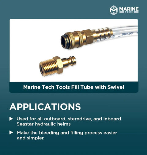 Seastar Hydraulic Steering Filler Kit With Swivel for Boaters Bleed Kit showing brass adapter and tube for filling systems