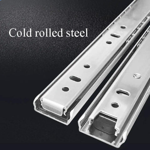 Side Mount Drawer Slides With Ball Bearing Tracks For Smooth Glide Built Tough Heavy Duty Metal Drawer Runners For Home Cabinets Soft Close Double Rail Design 2 Pack 8 Inch 200mm showing cold rolled steel material