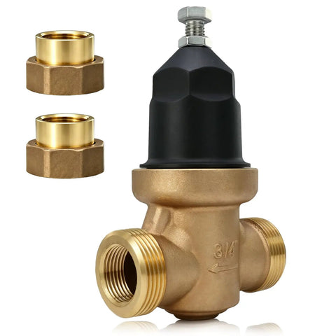 Three Quarter Inch NR3XL Pressure Reducing Valve With 400 Psi Max And Adjustable 15 To 75 Psi Factory Default 50 Psi Durable Cast Bronze Body Smart Water Saver That Slashes Waste And Cuts Your Water Bill, 3/4 inch brass valve