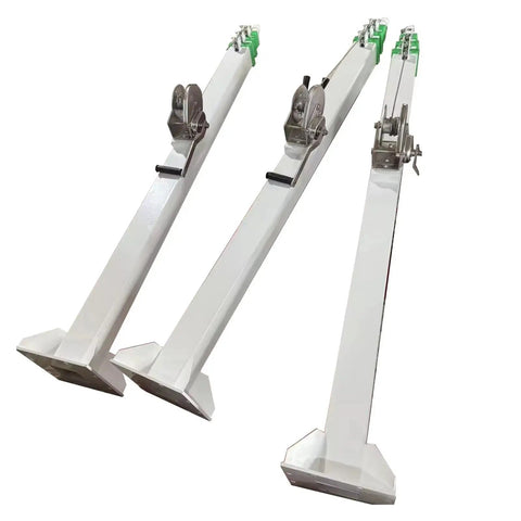 Thirty Foot Telescoping Mast Pole Featuring Quick Manual Hand Crank Winch for job site light towers and antennas, stainless steel.