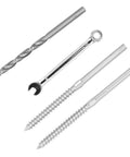 Stainless Steel Cable Railing Kit With Swage Lag Screws, Wrench And Drill Bit - No-Fuss 60-Piece Complete Hardware Set components