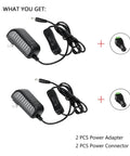 12V Power Adapter With Built In Switch For Easy On Off Control, 12W 1A, 2 Pack, Includes 3.9 Ft US Plug Cable And 5.5 Mm X 2.1 Mm Connector. Two-pack shown with switch and connector