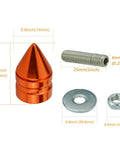 Spike License Plate Bolts Kit For Cars Trucks SUVs And Motorcycles Orange 4 Pack Aluminum Alloy Screws Fasteners with dimensions