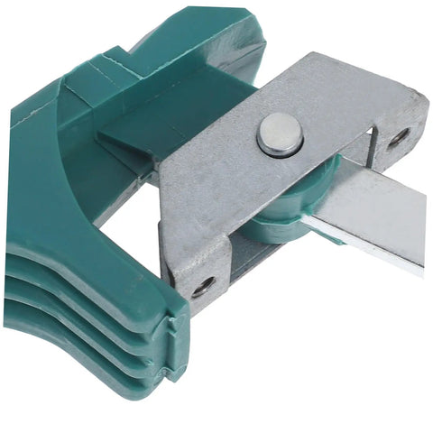 Close-up of Durable Commercial Oven Handle For Baking Dryer with green grip and metal mounting for secure use.