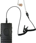 Hella Reliable Wireless Bluetooth Lapel Microphone With Integrated Push To Talk For Radios Phones And Tablets, black unit with earphone.
