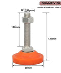 Kick The Wobble Outta Your Setup With These Adjustable Furniture Feet And Leveling Glides Featuring Rock Solid Heavy Base Carbon Steel Legs And M12x100mm Thread For Shelves Cabinets, orange rubber base with steel thread.