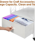 Drawer of Heavy Duty Three Tier Movable Heat Press Table With Foldable Stand For Heat Transfer Machines with craft materials.