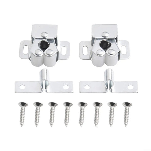 No Fuss Cabinet Touch Beads For Push To Open Latches Magnetic Door Catches White Zinc Finish with screws for easy install