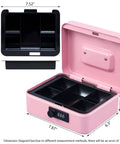 Medium Cash Box With Combination Lock, Built Tough Metal Money Safe With Removable Tray, Pink Finish, Dimensions 7.87 by 6.30 by 3.54 Inches