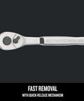 1/4 Inch Drive 72-Tooth Pear Head Ratchet Wrench With Chrome Finish For Corrosion Resistance Minimal Arc Swing No-Fuss Easy Size Markings