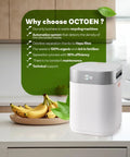 3L Electric Kitchen Composter With UV C Light Sanitizer And Auto Cleaning on kitchen counter with bananas and green text