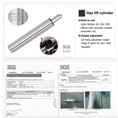 Gas lift cylinder for Saddle Stool On Wheels With Backrest Rolling Height Adjustable Ergonomic Saddle Chair details and certification.