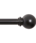 Chelsea Ball End Curtain Rod For Windows, No Fuss Adjustable 48 To 86 Inches Extendable Steel Rod In Black Finish, ball detail view