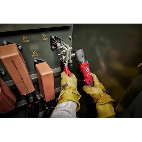 Person using M12 Fuel Half Inch Right Angle Impact Wrench Kit With Powerstate Brushless Motor Delivers Up To 298 Nm Of Torque