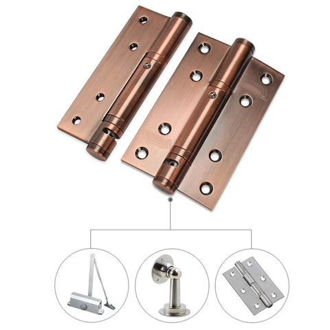 Heavy Duty Automatic Self Closing Spring Door Hinges Stainless Steel Red Finish Built Tough For Hallways Apartments Entrances And Stairways Quiet Smooth Durable High Traffic Hardware