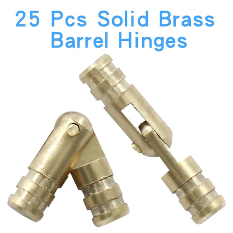 25 pcs solid brass Hidden Barrel Hinges Set 25 Brass 4x20mm Concealed Hinges For Crafts Wooden Boxes shown isolated