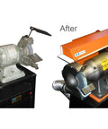 Kickass Dust Collection System For Eight Inch Angle Grinders with before and after comparison of dust collector upgrade.