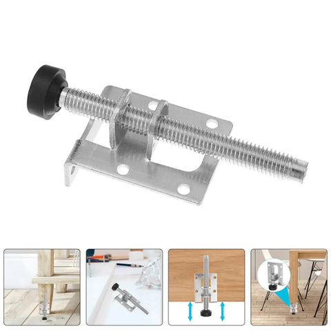 8 Pack Adjustable Steel Furniture Leveling Feet For Tables And Cabinets, silver finish, close-up of individual leveler on white background