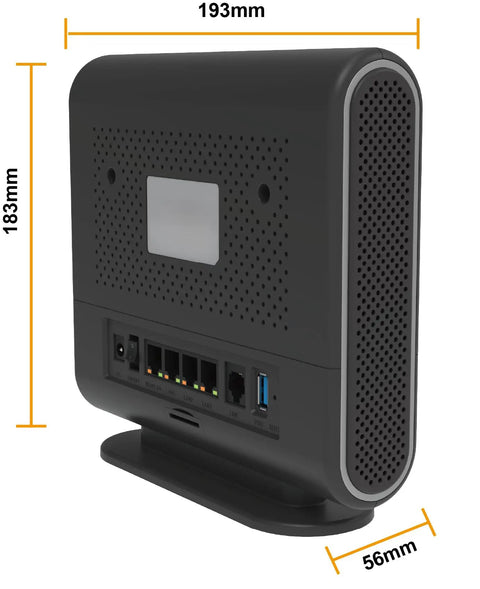 Rear view of 5G Indoor Router With WiFi 6 And Multi Port LAN Includes 1 Year Of Unlimited Data On 5G Network 4.8 Gbps Throughput