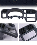 PIT66 dash bezel, dark gray, for single-DIN radios; compatible with 1998–2004 GM Blazer/Jimmy/Sonoma/S10/Bravada.
PIT66 dash bezel installed side view in dark gray with mounting edge for single-DIN radio.
PIT66 dash bezel close-up of vent openings and dark gray finish.