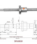 16mm SFU1610 Anti Backlash Ballscrew Kit with 2000mm Length 10mm Lead Nut BK12 BF12 schematic and dimensions