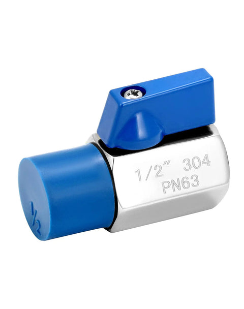 Close-up of 4 Pack Durable 304 Stainless Steel Ball Valve with 1/2 Inch NPT Female and Male Threads Shut Off Valve showing side view
