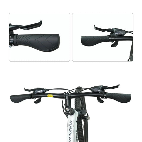 Ergonomic Bike Handlebar Grips G 124BL Lock On Aluminum Alloy Lock Ring With Grippy Soft Rubber on mountain bike handlebars