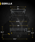 Dimensions of Heavy Duty ATV Trailer With 27.5 Cu Ft Bed, 1,400 Lb Load Capacity, Black Steel Utility Dump Cart.