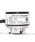 Front view of Beefed Up Pro Grade 2500P R Servo Motor Encoder 5V DC EI35E9 2500 Series with label and 4P3D5N3TSI connector