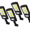 Bright Solar Street Lights Outdoor 4 Pack 120 LED Remote Control Wireless IP65 Motion Sensor Security Wall Light With 3 Modes